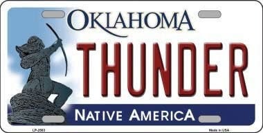 THUNDER Oklahoma State Background Metal License Plate Sign Novelty Vanity