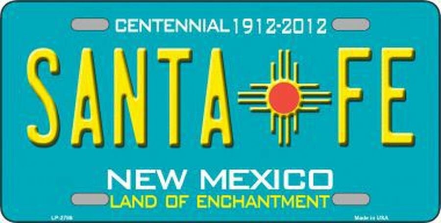 SANTA FE New Mexico State Background Metal License Plate Sign Novelty Vanity