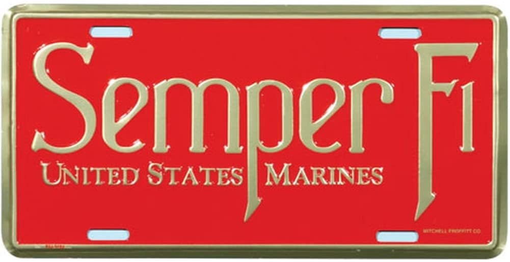 United States Marine Corps Semper Fi Metal License Plate - Military Vet Veteran - United States Marines USMC Semper Fi
