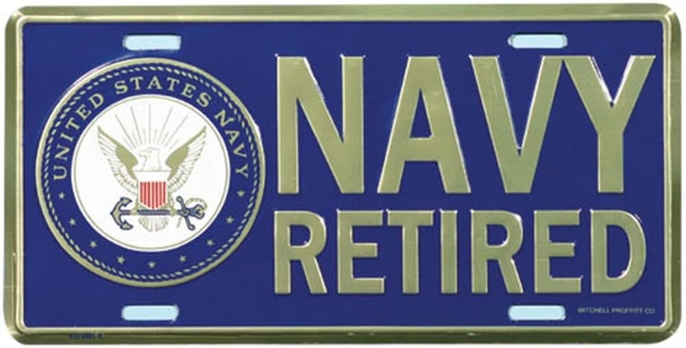 U.S. NAVY Retired Metal License Plate - Military Vet Veteran - USN United States Navy Retired