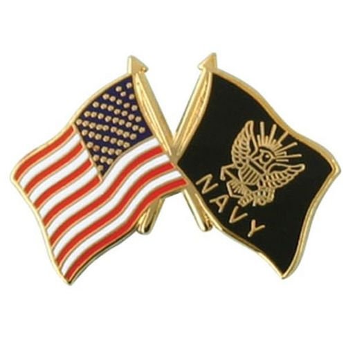 U.S. NAVY Crossed Flags Lapel Pin - United States Flag Enamel Pin for Backpack Tie Shirt Trading Button Pinback