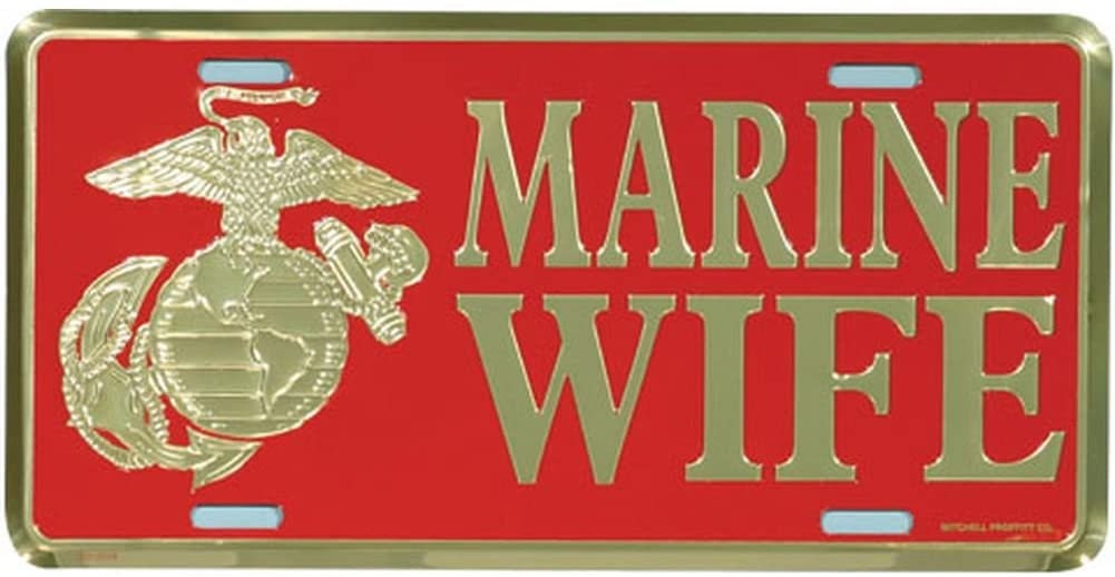 MARINE WIFE Eagle Globe & Anchor Metal License Plate - Military Vet Veteran - United States Marines USMC Eagle Globe Anchor Ega