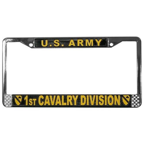 U.S. ARMY 1st CAVALRY DIVISION Metal Chrome License Plate Frame United States Army First Cavalry Division