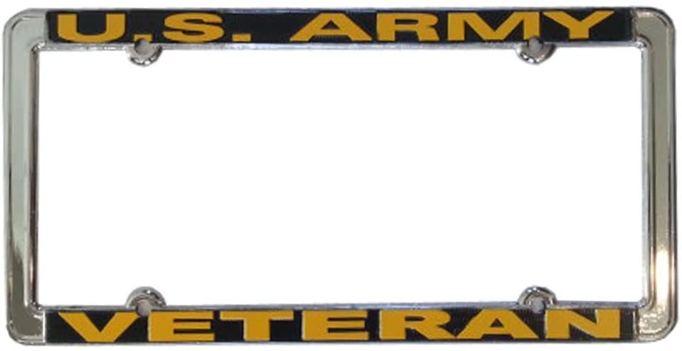 U.S. ARMY VETERAN Thin Rim Metal Chrome License Plate Frame United States Army Veteran