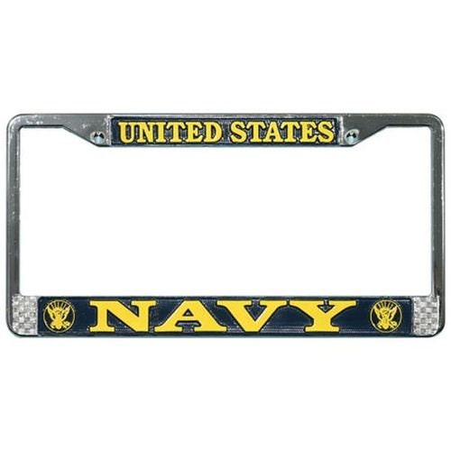 UNITED STATES NAVY Metal Chrome License Plate Frame - Usn United States Navy Naval