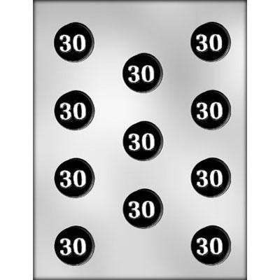 CIRCLE WITH 30 Chocolate Candy Mold -- Anniversary Coin Thirty Round Craft Supply