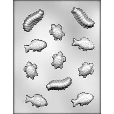 AQUATIC ANIMALS Assortment Chocolate Candy Mold -- Bugs Turtles Fish
