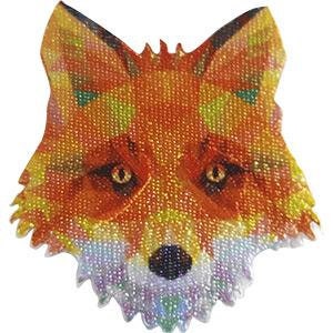 Geometric Fox Patch - Embroidered Patch Applique Animal Craft Supply