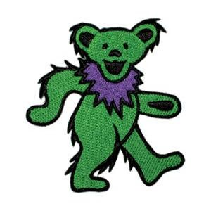 GRATEFUL DEAD Dancing Bear GREEN Patch - Embroidered Rock Band Patch Applique