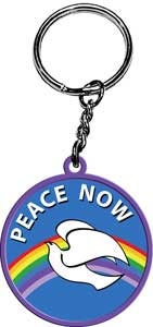 PEACE NOW Dove Rainbow 3D Rubber Keychain - Peace Love Happiness Keyring Keyfob
