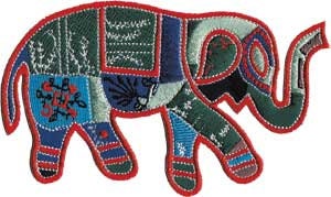 Patchwork Elephant Patch - Embroidered Patch Applique - Zoo Animal Craft Supply