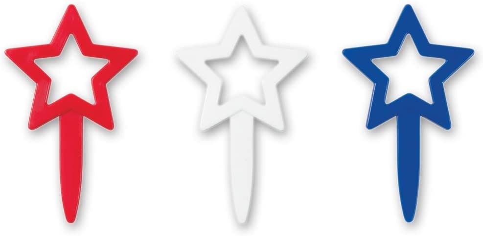 12 STAR CUTOUTS Cupcake Picks Cake Toppers for July 4th Independence Day Party Decoration Patriotism Craft Supply