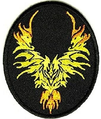 TRIBAL FLAMING EAGLE Patch - Biker Fantasy Cap Motorcycle Embroidered Patch Appliqué