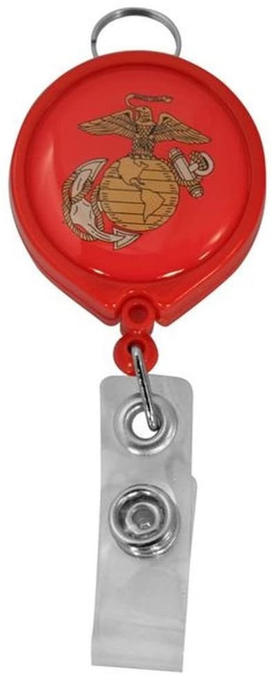 U.S. MARINE CORPS Retractable Badge Holder With Carabiner Identification ID Holder United States Marine Corp Usmc