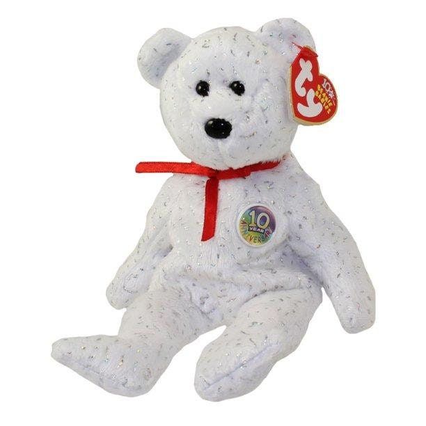DECADES The White Bear Ty Beanie Baby Retired Beanbag Plush - New with Tags