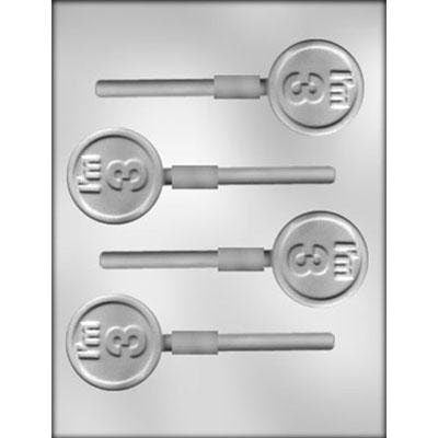 I'M 3 Round Sucker Chocolate Candy Mold -- 3rd Birthday Anniversary Third Craft Supply