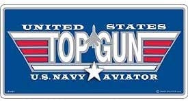 TOP GUN Metal License Plate - Navy Top Gun Jet Logo - United States Navy USN