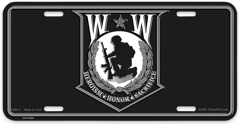 WOUNDED WARRIOR Military Metal License Plate - Veteran Charity Military Sept 11 Heroism Honor Sacrifice Craft Supply