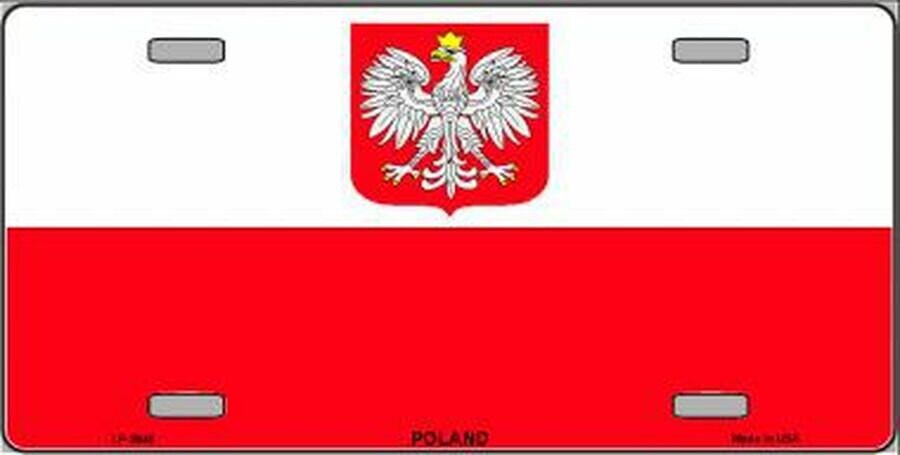 POLAND FLAG Metal License Plate Sign Novelty Vanity Coat of arms of Poland Eagle Craft Supply