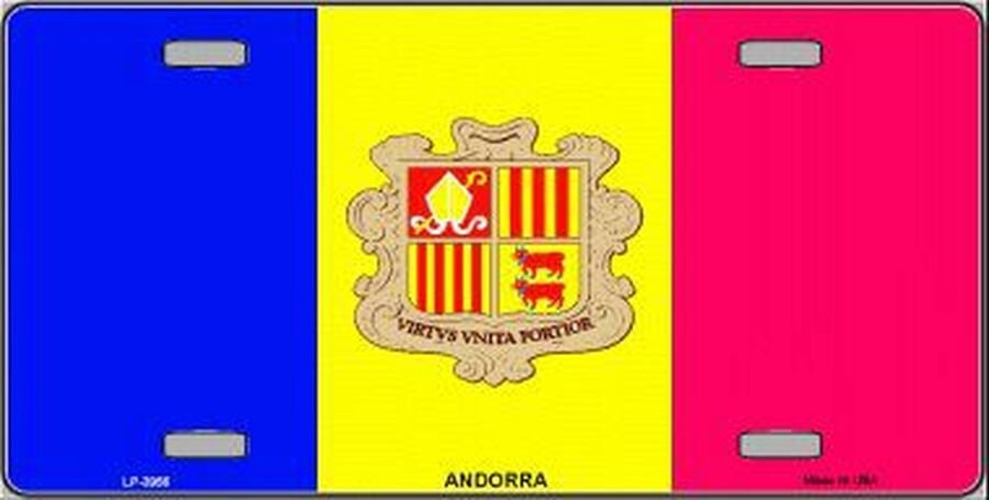 ANDORRA FLAG Metal License Plate Sign Novelty Vanity Principality of Andorra