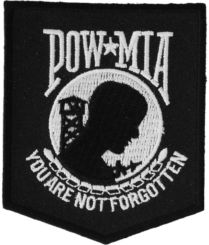 POW MIA Patch Black White - Embroidered Iron on Patch - United States Military Prisoner of War