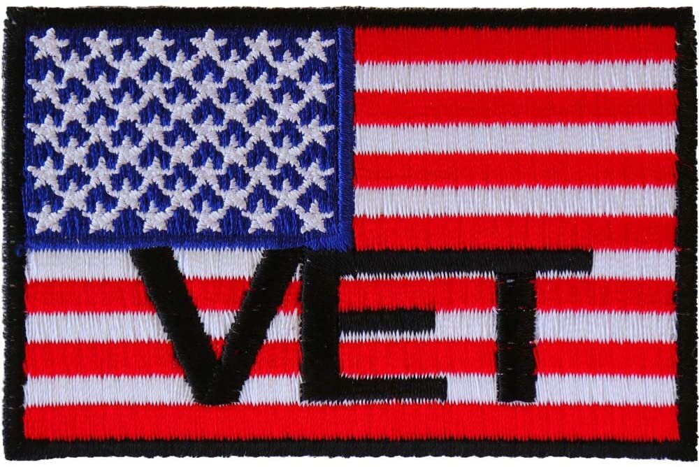 US Flag VET Patch - Embroidered Iron on Patch - United States of America Flag Military Veteran Craft Supply