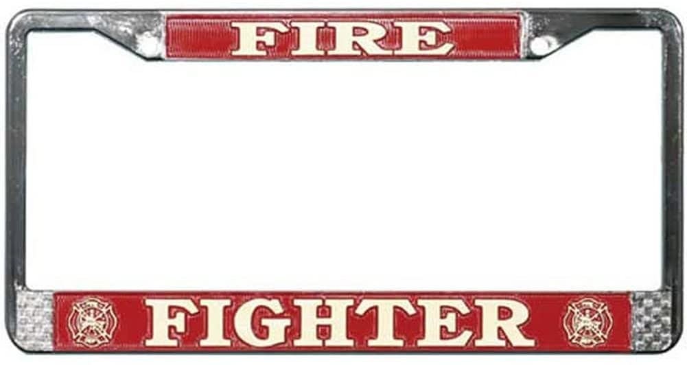 FIRE FIGHTER Metal License Plate Frame - Firefighter Ems Emt First Responders Craft Supply