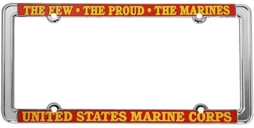 MARINES The Few The Proud Thin Rim Metal Chrome License Plate Frame United States Marines USMC Craft Supply