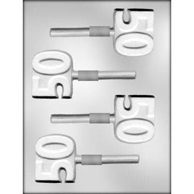 NUMBER 50 Sucker Chocolate Candy Mold -- Fifty 50th Anniversary