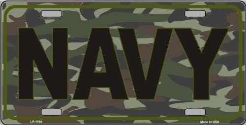 NAVY Camouflage Metal License Plate Sign Novelty Vanity - United States Navy USN Camo