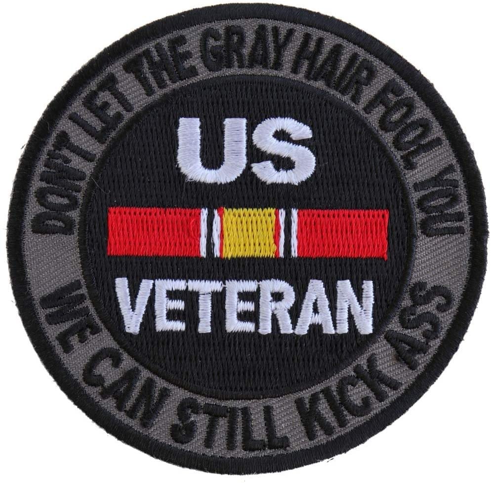 US VETERAN Don't Let The Gray Hair Fool You Embroidered Patch Appliqué Military Craft Supply