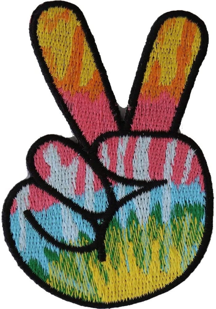 Colorful Peace Fingers Hand Sign Patch - Embroidered Patch Appliqué