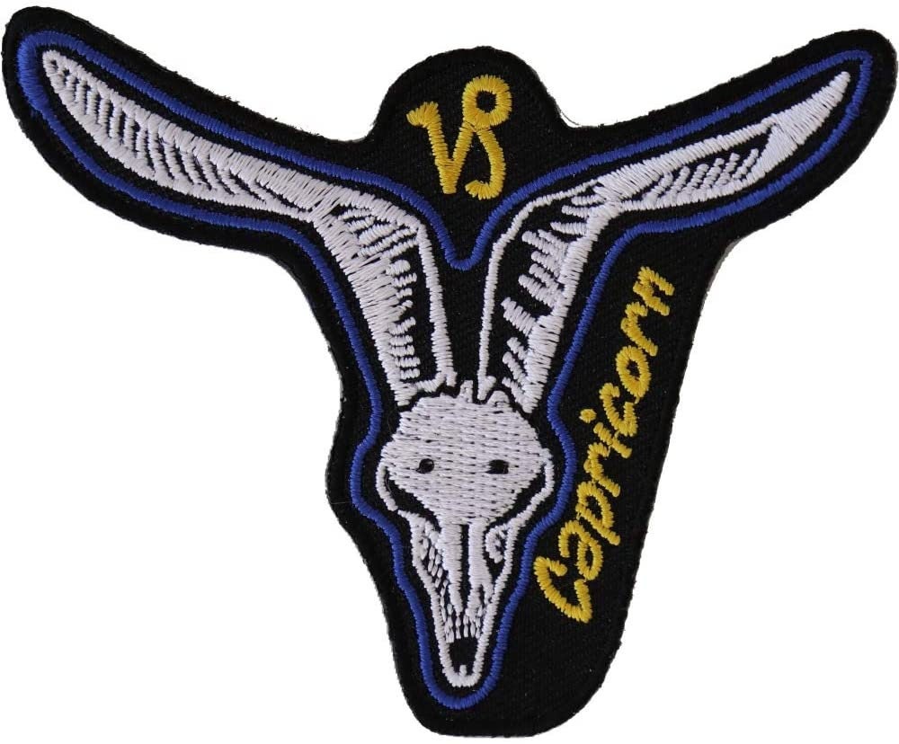 CAPRICORN Skull Zodiac Sign Patch - Embroidered Patch Appliqué