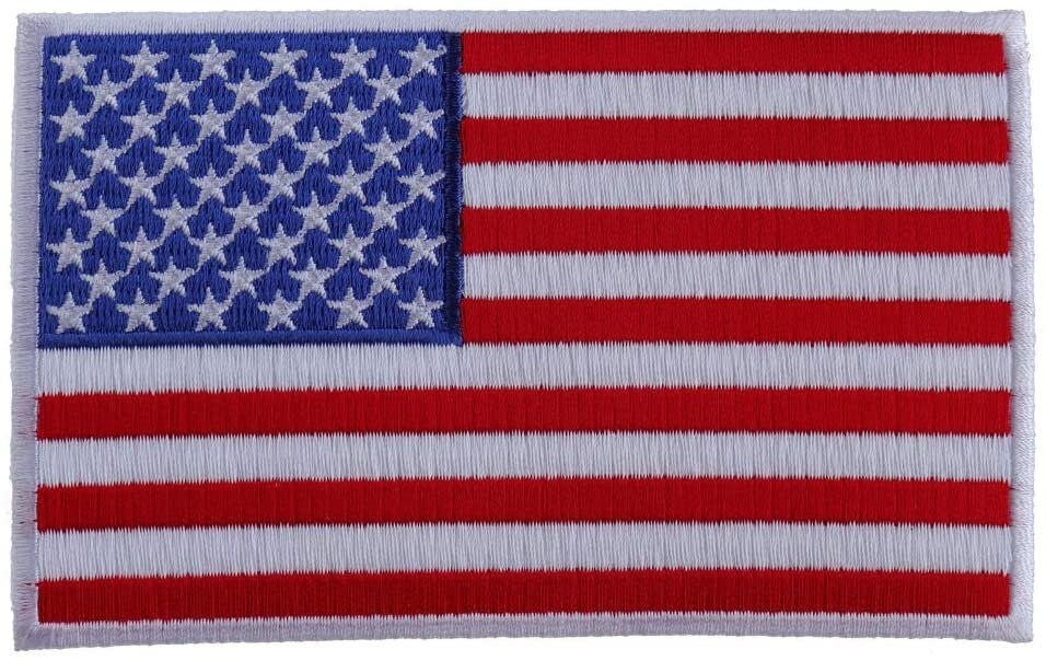 US Flag White Border Patch - Embroidered Iron on Patch - United States of America Flag Craft Supply