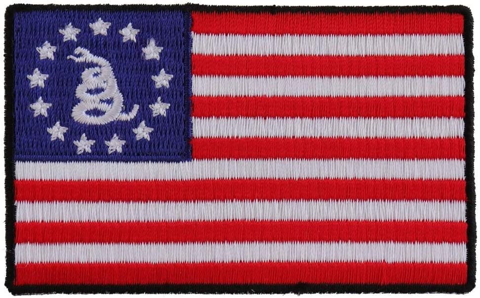 GADSDEN AMERICAN FLAG Embroidered Patch - Red White Blue United States Gadsden Snake Flag Patch