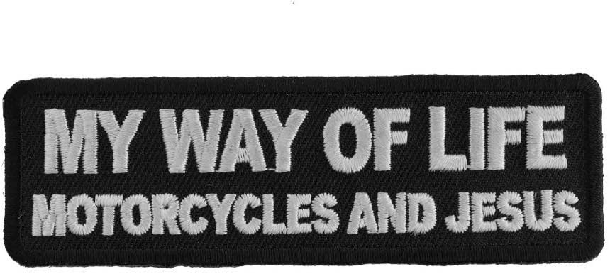 My Way of Life Motorcycles and Jesus Patch - Christian Biker Embroidered Patch Appliqué