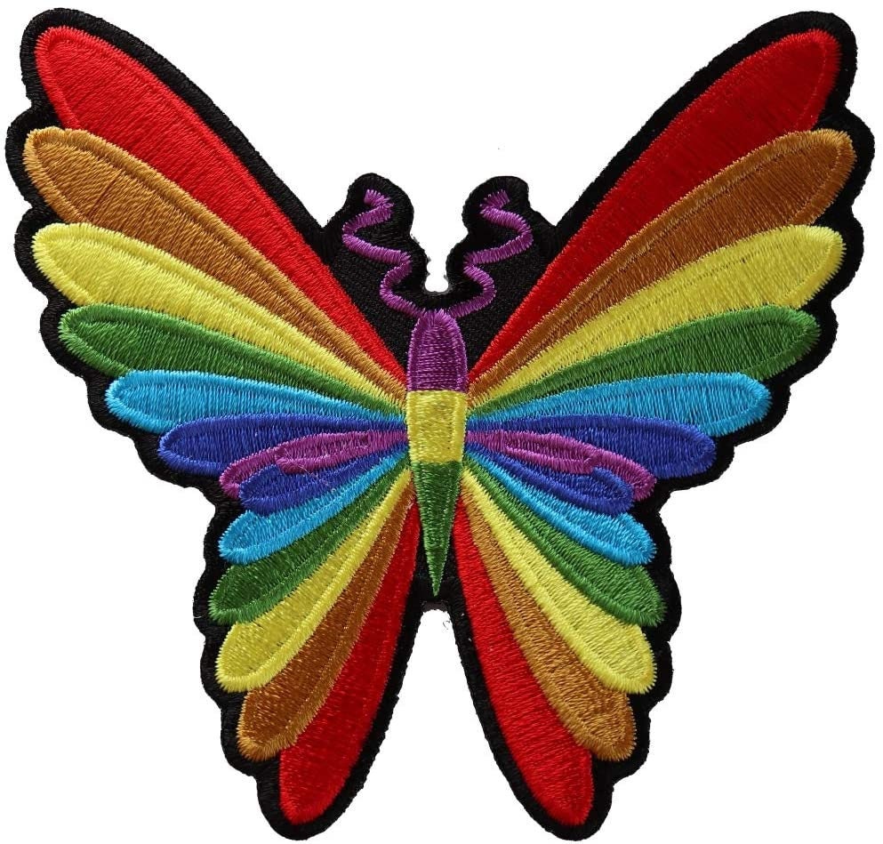 Colorful Butterfly Patch - Rainbow Multi Color Embroidered Patch Appliqué