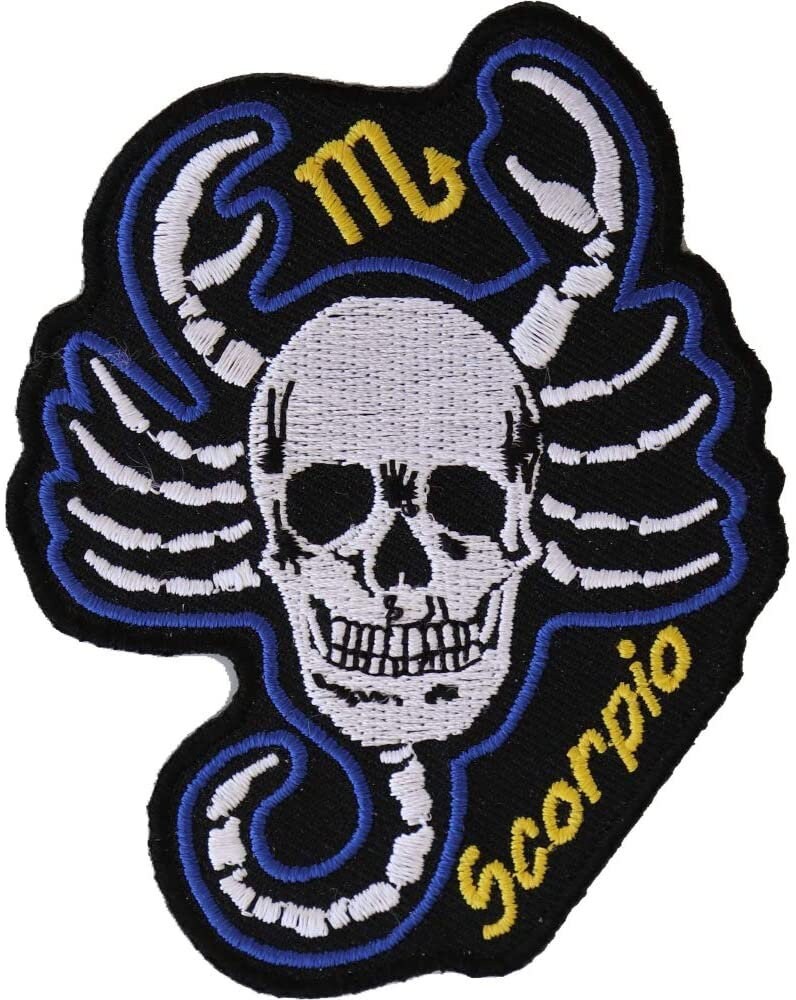 SCORPIO Skull Zodiac Sign Patch - Embroidered Patch Appliqué Craft Supply