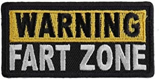 Warning Fart Zone Patch - Funny Embroidered Patch Appliqué Craft Supply