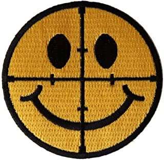 Sniper Scope Smiley Face Patch - Target Smile Face Funny Embroidered Patch Appliqué