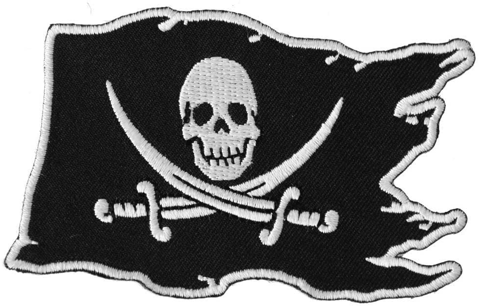 Pirate Skull Flag Patch - Jolly Roger Pirate Embroidered Patch Appliqué