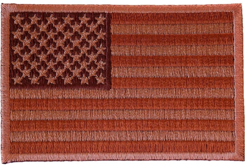 Subdued Brown US Flag Patch - United States Flag Embroidered Patch Appliqué