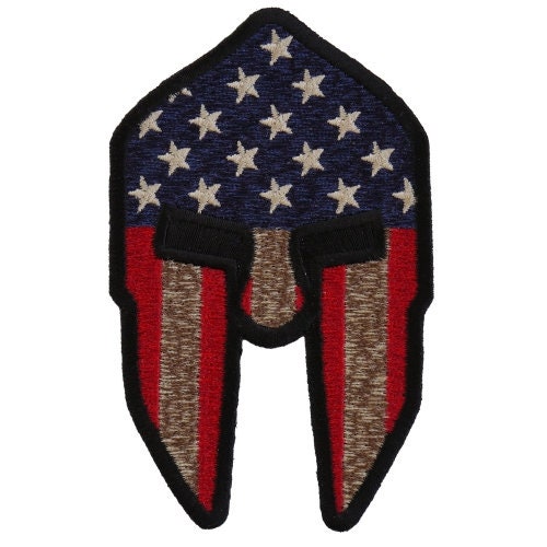 Spartan Helmet US Flag Patch - Molon Labe Spartan Patriotic United States Flag Embroidered Patch