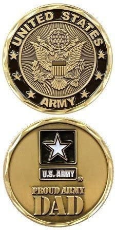 Proud Army Dad Challenge Coin - United States Army Military Good Luck Double Sided Collectible Challenge Coin