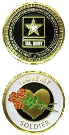 Army I Love My Soldier Challenge Coin - United States Army Military Good Luck Double Sided Collectible Challenge Coin Craft Supply