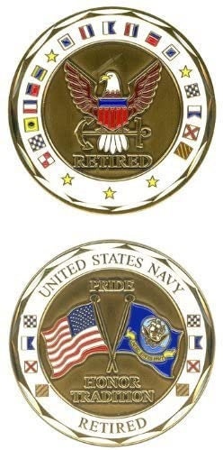 Navy Retired Challenge Coin - United States Navy USN Military Good Luck Double Sided Collectible Challenge Coin Craft Supply