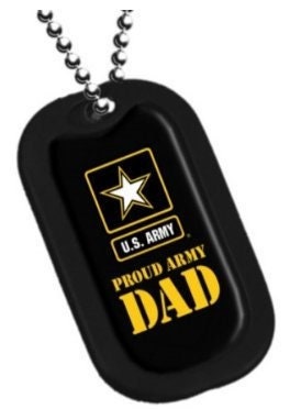 Proud Army DAD Dog Tag With Chain - United States Army Proud Father Veteran Vet Dog Tag