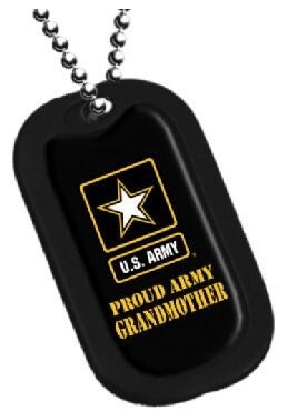 Proud Army GRANDMOTHER Dog Tag With Chain - United States Army Proud Grandmother Veteran Vet Dog Tag