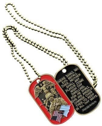 Psalm 91 Soldier's Prayer Dog Tag With Chain - Soldier's Psalm United States Army Military Armed Forces Veteran Vet Dog Tag Necklace