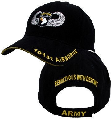 Army 101st Airborne with Jump Wings Embroidered Cap Hat - United States Army 101st Airborne Division Screaming Eagles